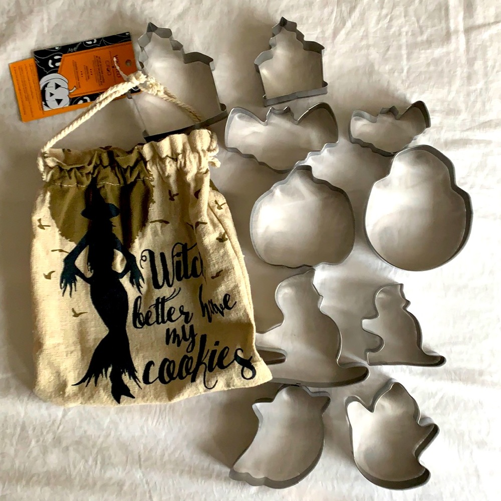 HALLOWEEN CIROA 10 Cookie Cutters w/Drwastring Bag - Picture 2 of 10
